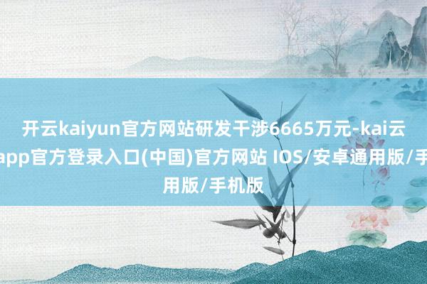 开云kaiyun官方网站研发干涉6665万元-kai云体育app官方登录入口(中国)官方网站 IOS/安卓通用版/手机版